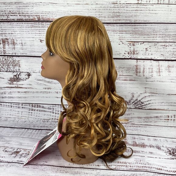 Isabella Wig DX3147 Brown Blonde Long Bounce Curl Classic Cap Adjustable Synthet - Picture 5 of 7